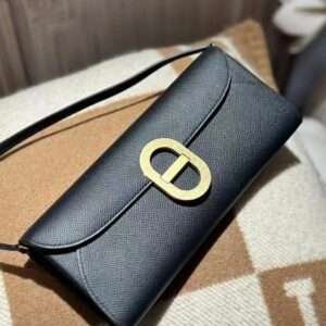 Hermes Maillon to go Black Epsom Gold Hardware