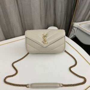 YSL Loulou medium in Matelassé Lambskin White