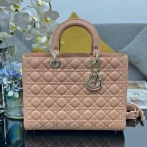 LARGE 32 LADY BAG IN PEACE LAMBSKIN WITH GOLD HARDWARE