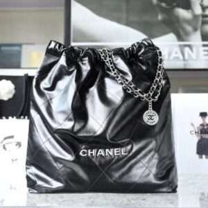 Chanel Replica 11 Handbag Woman’s 22 Shopping Black Smooth Leather 35cm