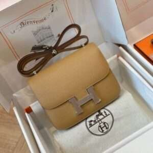 Hermes Constance Bag Epsom Handbags Brown With Silver 19cm