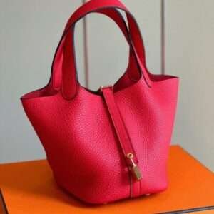 Hermes Picotin 18 Togo Red Lock Gold 18cm