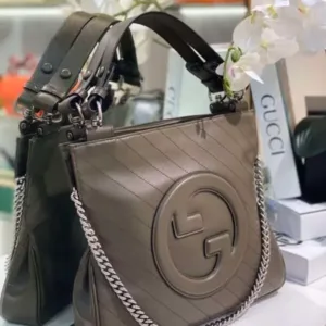 Gucci Super Handbag with Embroidered Brand Logo Pattern, 24cm