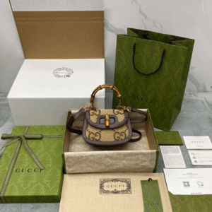 Gucci Bamboo Strap Bag with Logo Pattern 17cm