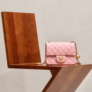 Chanel Classic Woman’s 11 Handbag Pink With Bag Handle Bell 18cm