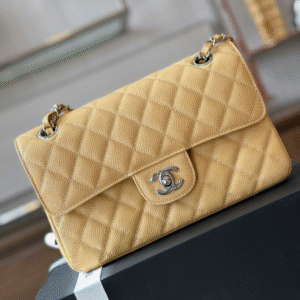 Chanel Classic Like Auth Handbags Beige Leather With Lizard Skin 23cm