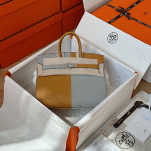 Hermes Birkin Epsom Handbag Mix Grey Brown 25cm