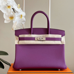 Hermes Birkin Phw Togo Purple Lock Silver Bag 30cm