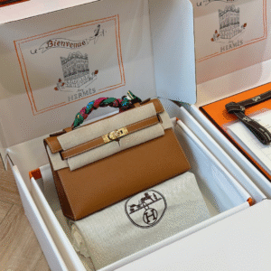 Hermes Pochette Brown Lock Gold Handbags 34x15x6cm