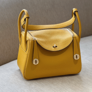 Hermes Lindy Yellow Leather Handbag Size 26cm