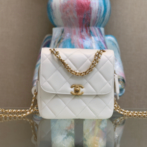 Chanel Mini Backpack Replica 11 Milk White With Gold Lock 18x20x11.5cm