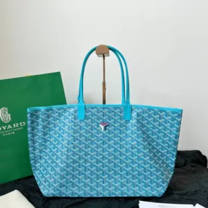 Goyard Blue Coated Canvas Leather Small Saint Louis Tote
