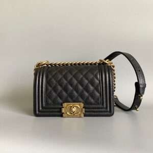 CHANEL SMALL BOY BAG 20 IN BLACK LAMBSKIN GOLD HARDWARE