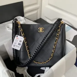 Chanel 23A Hobo Calfskin Black