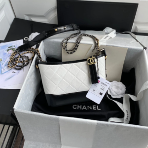 CHANEL GABRIELLE MINI 20 HOBO BAG IN WHITE MIX BLACK