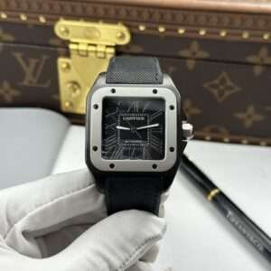 Cartier Santos Replica Watches Black Watch With Gray Matte Bezel 51.1×41.3mm