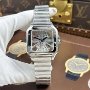 Cartier Santos Replica Watches Skeleton Dial Metal Wire 39.8mm