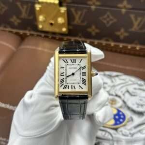 Cartier Tank Louis Fake Watch White Dial Case Yellow 27.8×38.1mm